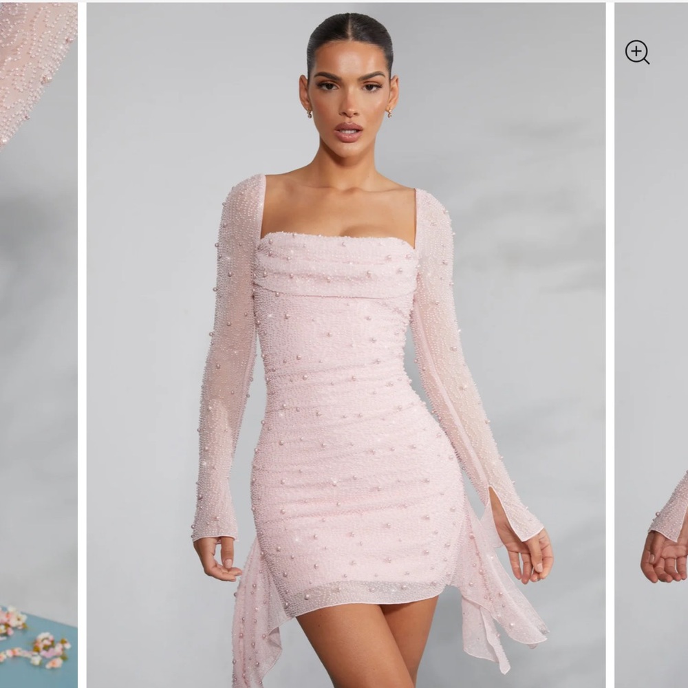 Oh Polly Pink Embellished Dress
